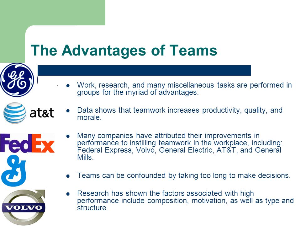 Advantages and Disadvantages of Teamwork